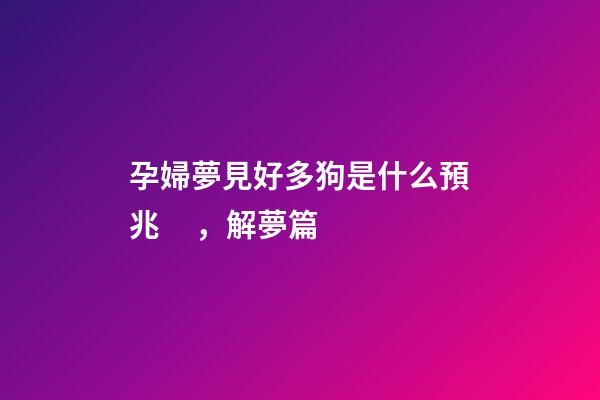孕婦夢見好多狗是什么預兆，解夢篇(二)-第1張-觀點-玄機派
